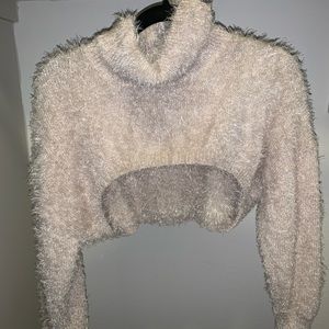 Fuzzy Cropped Turtle Neck Sweater